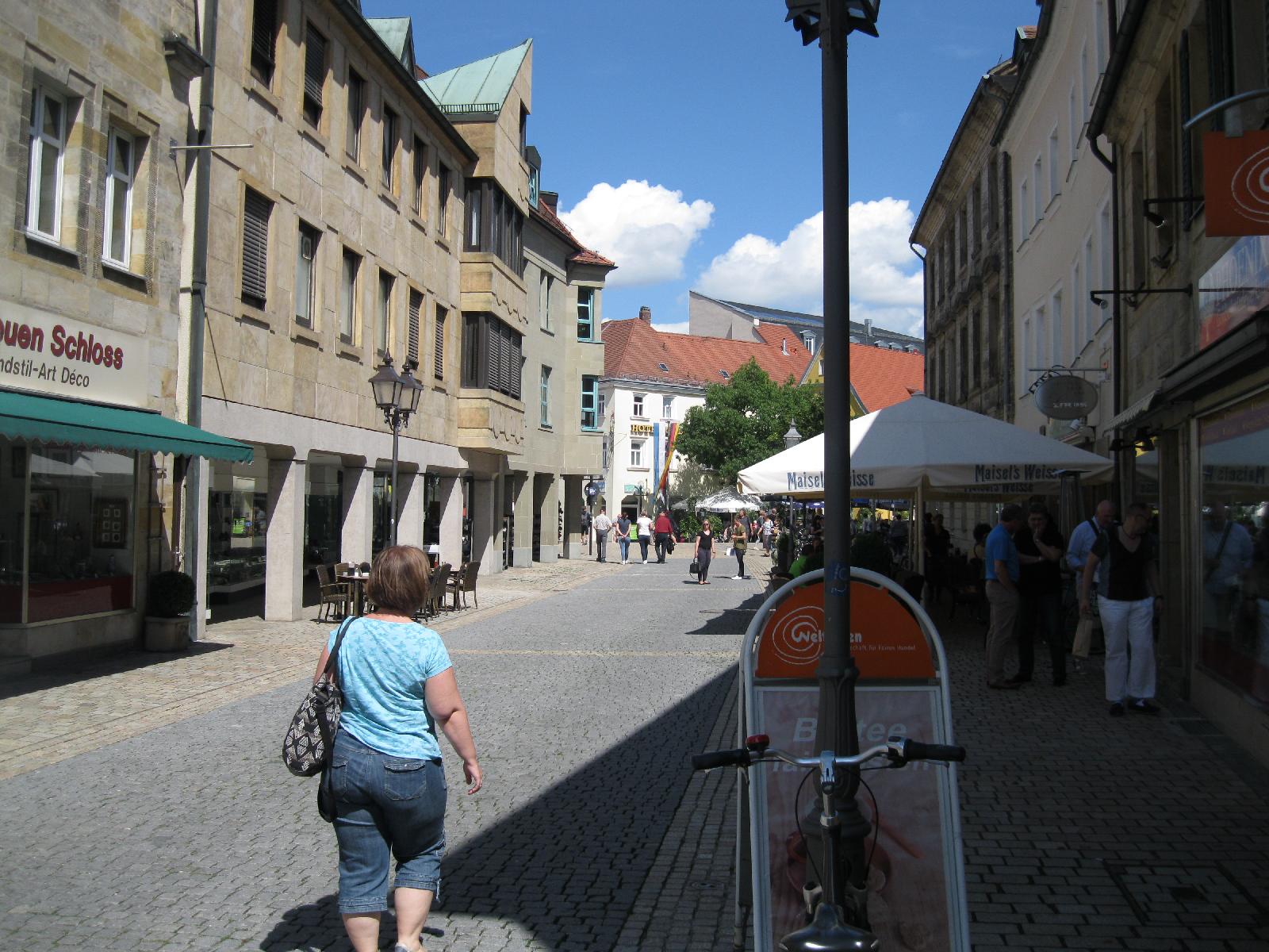 Chris heading into the town square