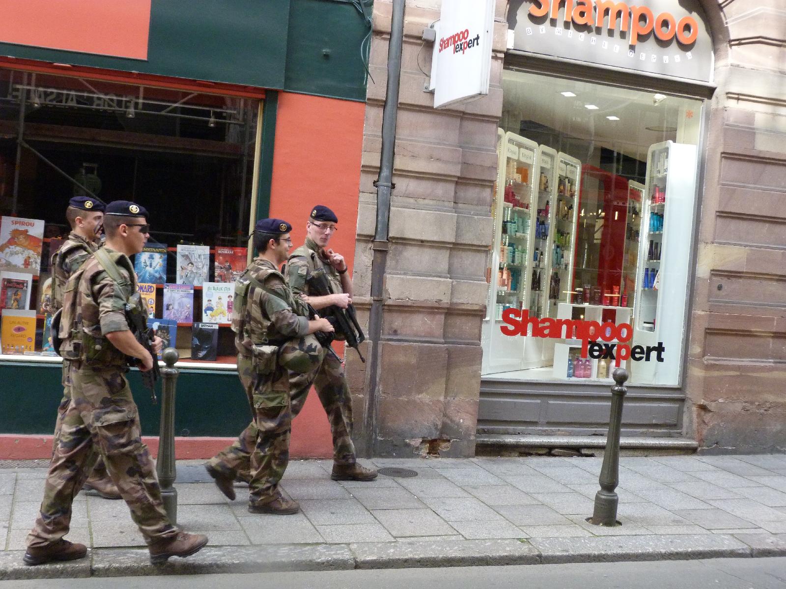 A squad of soldiers on patrol