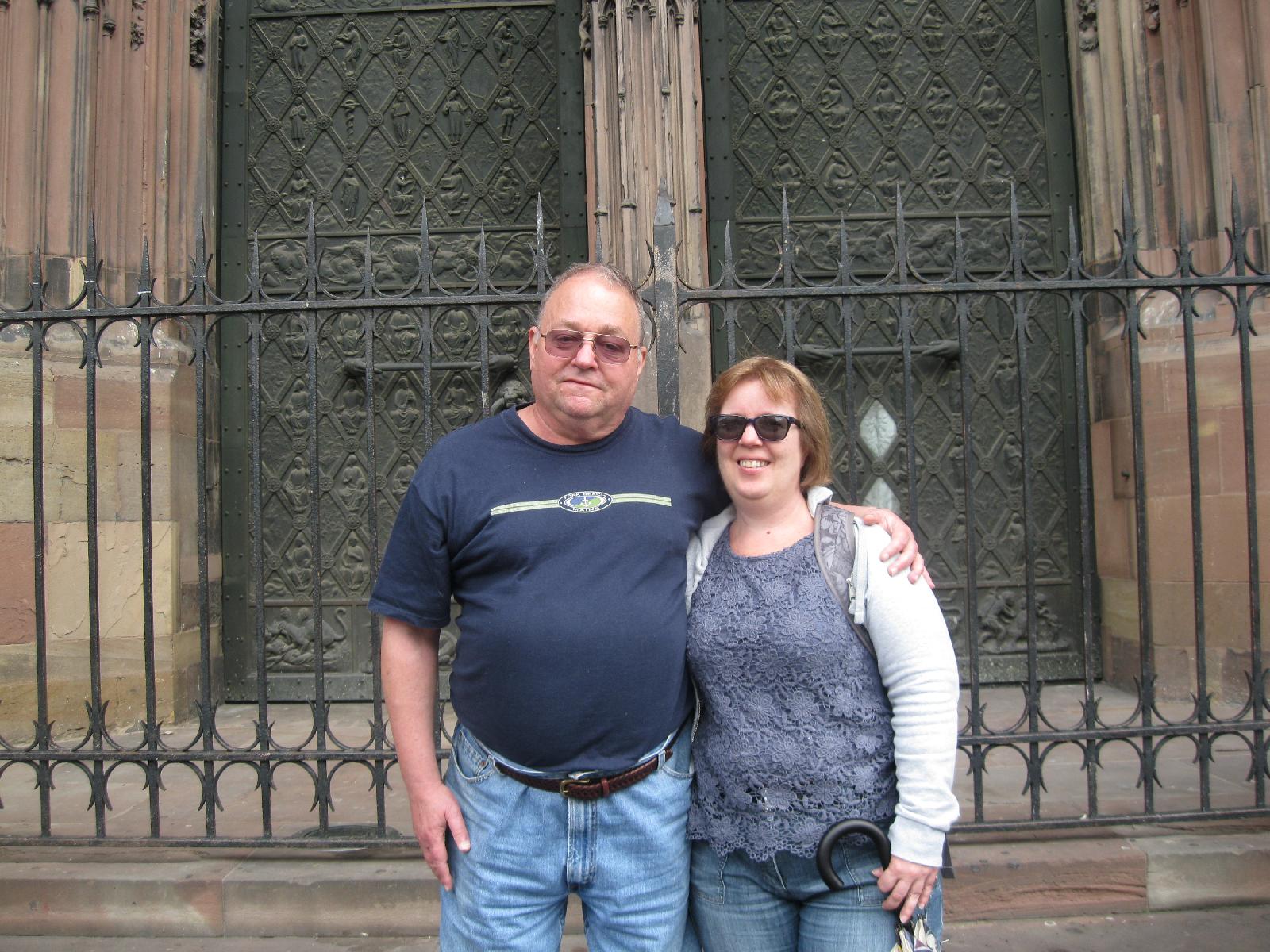 Chris and I got a fellow photographer to shoot us in front of the grand  entrance of the cathedral