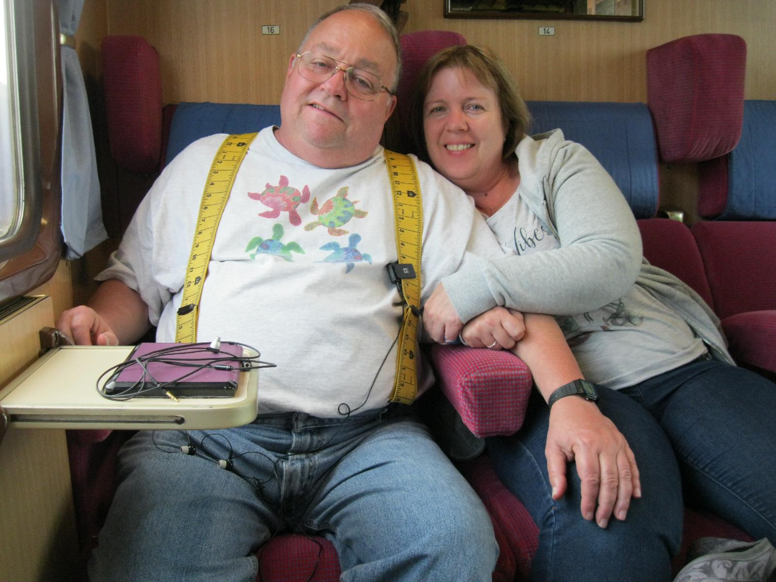 Chris and I on the old train from Stuttgart to Hamburg